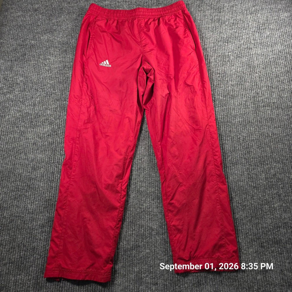 Adidas Mens Red Mesh Lined Track Pants Straight Leg Zipper Ankle Small 455891